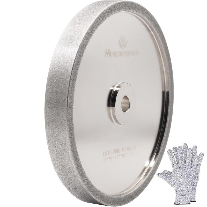 moresuperhard CBN Grinding Wheel 8 inch 180 Grit,1" Wide,5/8" Arbor,Suitable for All Kinds of 8 inch Bench Grinders(180 Grit) - Image 1